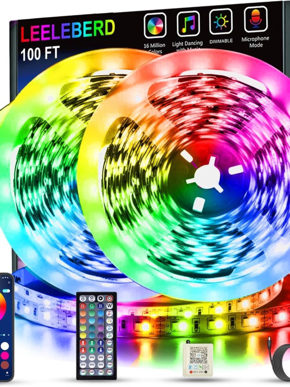 Led Lights for Bedroom 100 ft (2 Rolls of 50ft) Music Sync Color